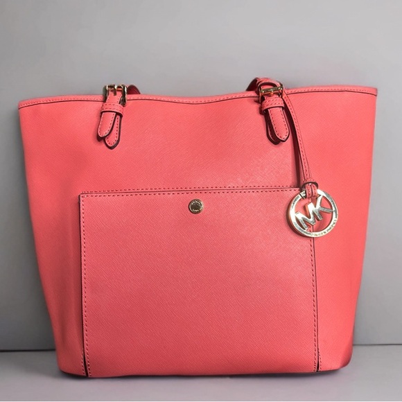 Michael Kors Coral Jet Set Tote Bag EUC - Picture 2 of 16
